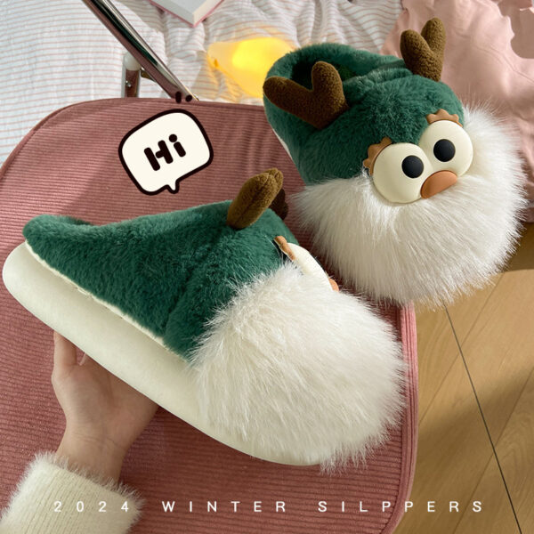 Soft and Warm Christmas Deer Plush Slippers – Cozy Winter Indoor Shoes for Women - Image 10