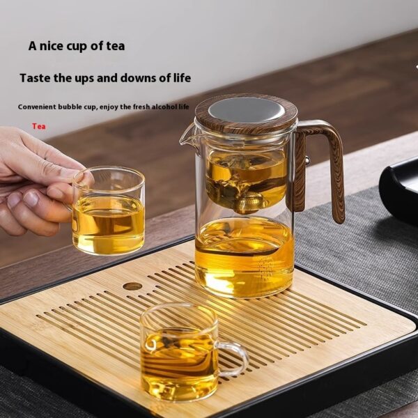 One Click Magnetic Teapot Separation Filtration Glass Tea Pot Wood Handle Tea Water Separation Inner Container Teapot - Image 7