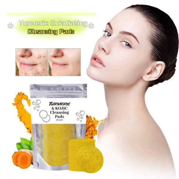 Turmeric Exfoliating Cleansing Pads Compressed Facial Sponges Skin Care Tools For Face Clogged Pores Excess Oil Cleansing - Image 2