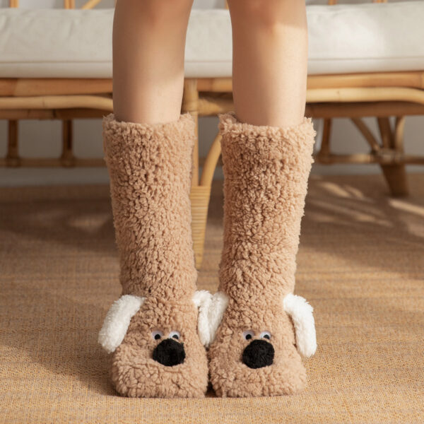 Adorable Cartoon Dog Non-Slip Plush Winter Socks for Women – Cozy and Warm - Image 8