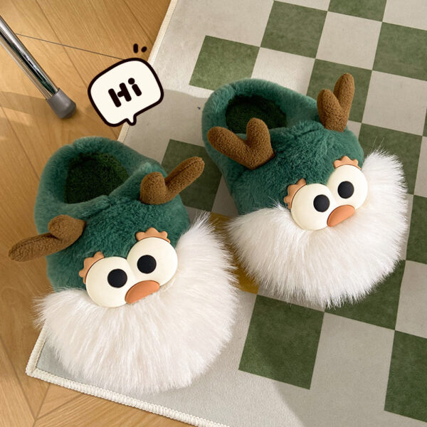 Soft and Warm Christmas Deer Plush Slippers – Cozy Winter Indoor Shoes for Women - Image 2