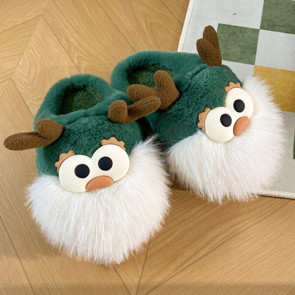 Soft and Warm Christmas Deer Plush Slippers – Cozy Winter Indoor Shoes for Women - Image 4