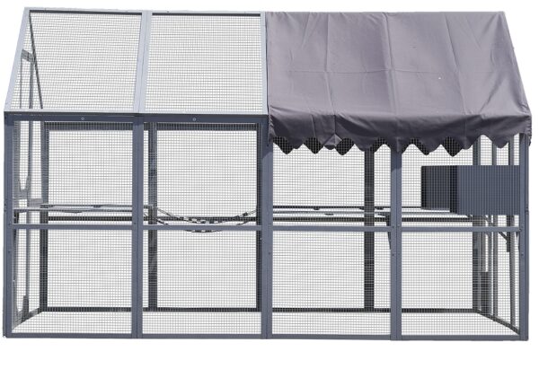 Outdoor Cat House Cat Fence, Upgraded Waterproof Cover - Gray - Image 5