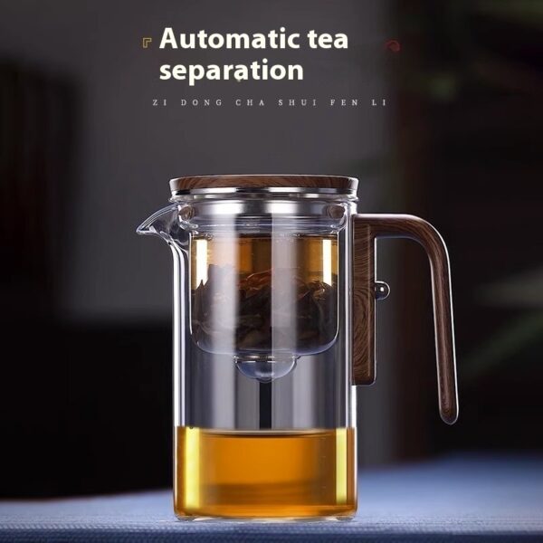 One Click Magnetic Teapot Separation Filtration Glass Tea Pot Wood Handle Tea Water Separation Inner Container Teapot - Image 10