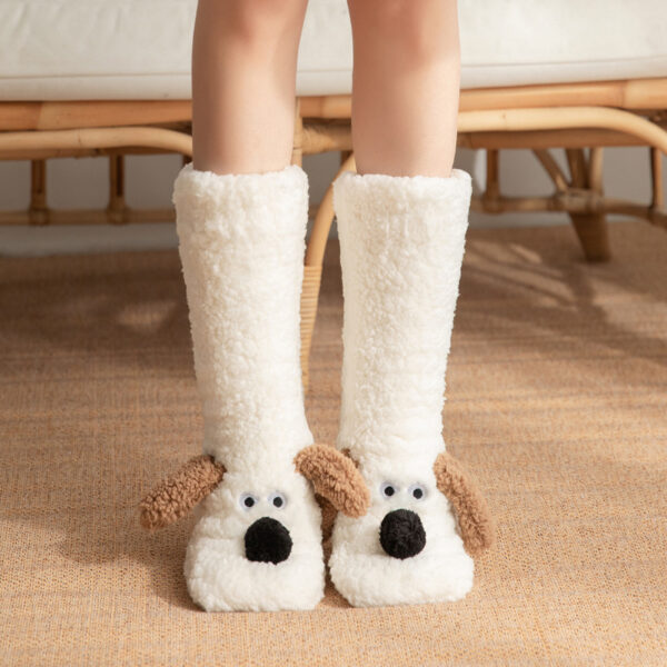 Adorable Cartoon Dog Non-Slip Plush Winter Socks for Women – Cozy and Warm - Image 10