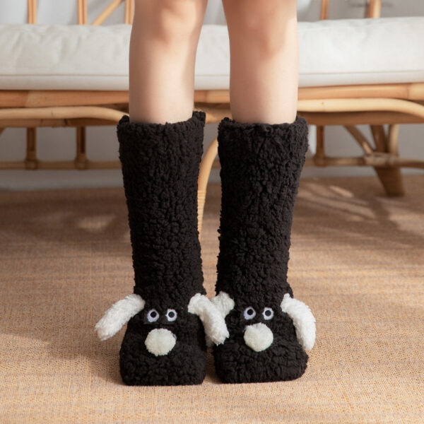 Adorable Cartoon Dog Non-Slip Plush Winter Socks for Women – Cozy and Warm - Image 9